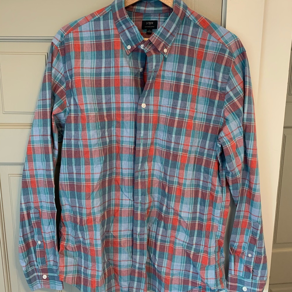 J.Crew heathered cotton button down large